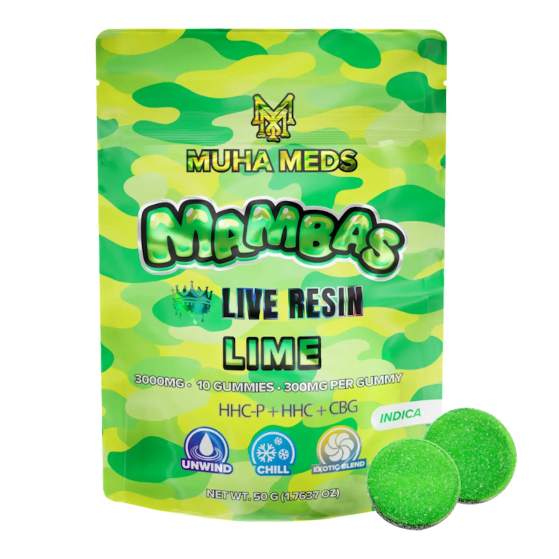 Muha Meds – 3000mg Live Resin THC Gummies – Lime